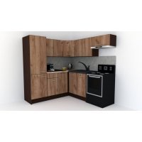 Bucatarie de Colt GENA NEW 10 ST. 190-200, Fara Corp de Cuptor, Wenge / Decor K004